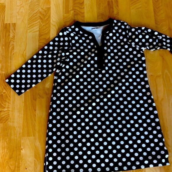 Land’s End bathing suit coverup dress print black white polka dot Small Petite - Picture 3 of 5